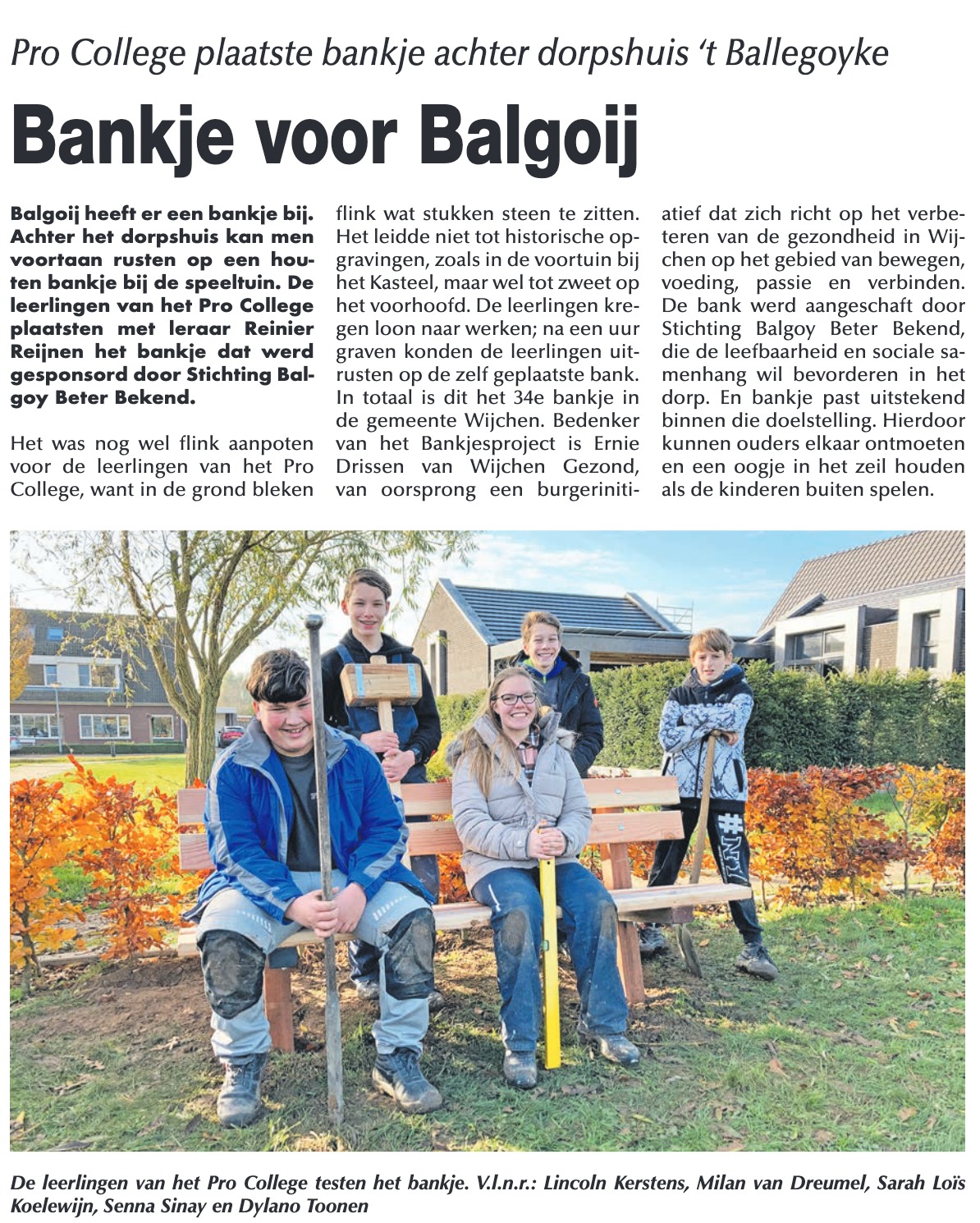Bankje Balgoy Stichting Balgoy Beter Bekend